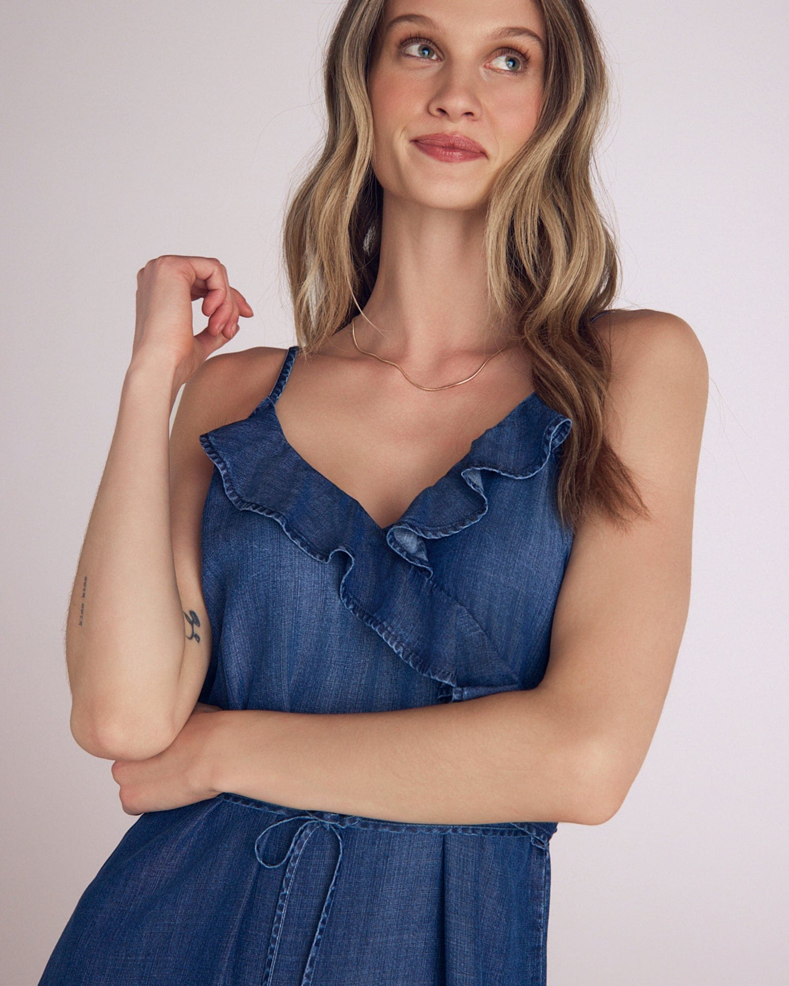 Bella Dahl Ruffle Cami Midi Dress in Moonlit Wash