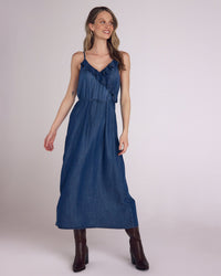 Bella Dahl Ruffle Cami Midi Dress in Moonlit Wash