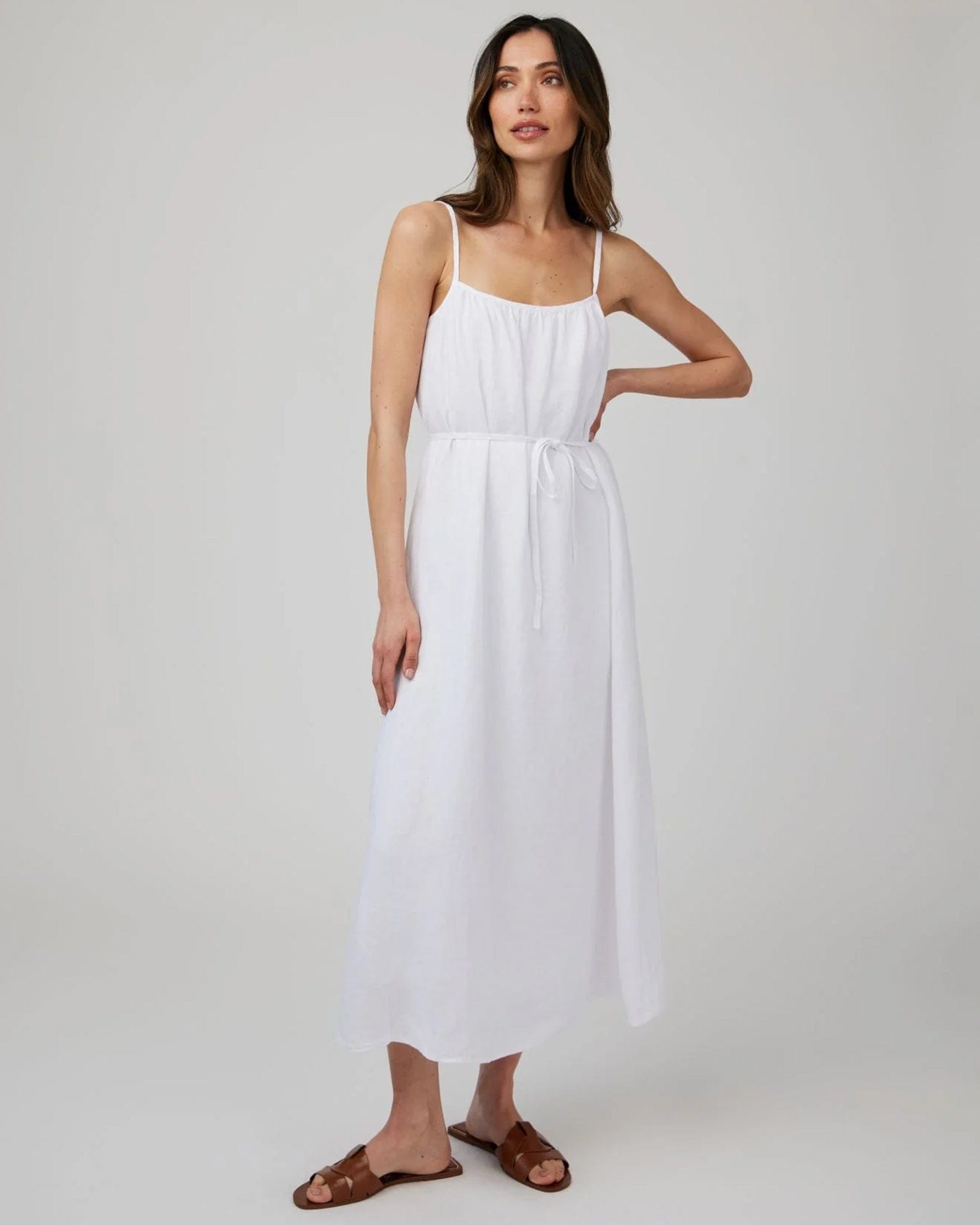 Bella Dahl Shirred Cami Maxi Dress in White