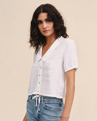 Bella Dahl Short Sleeve Puritan Collar Shirt in White 1 - Bliss Boutiques