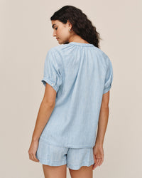 Bella Dahl Short Sleeve Raglan Shirt in Sun Bleached Wash 4 - Bliss Boutiques