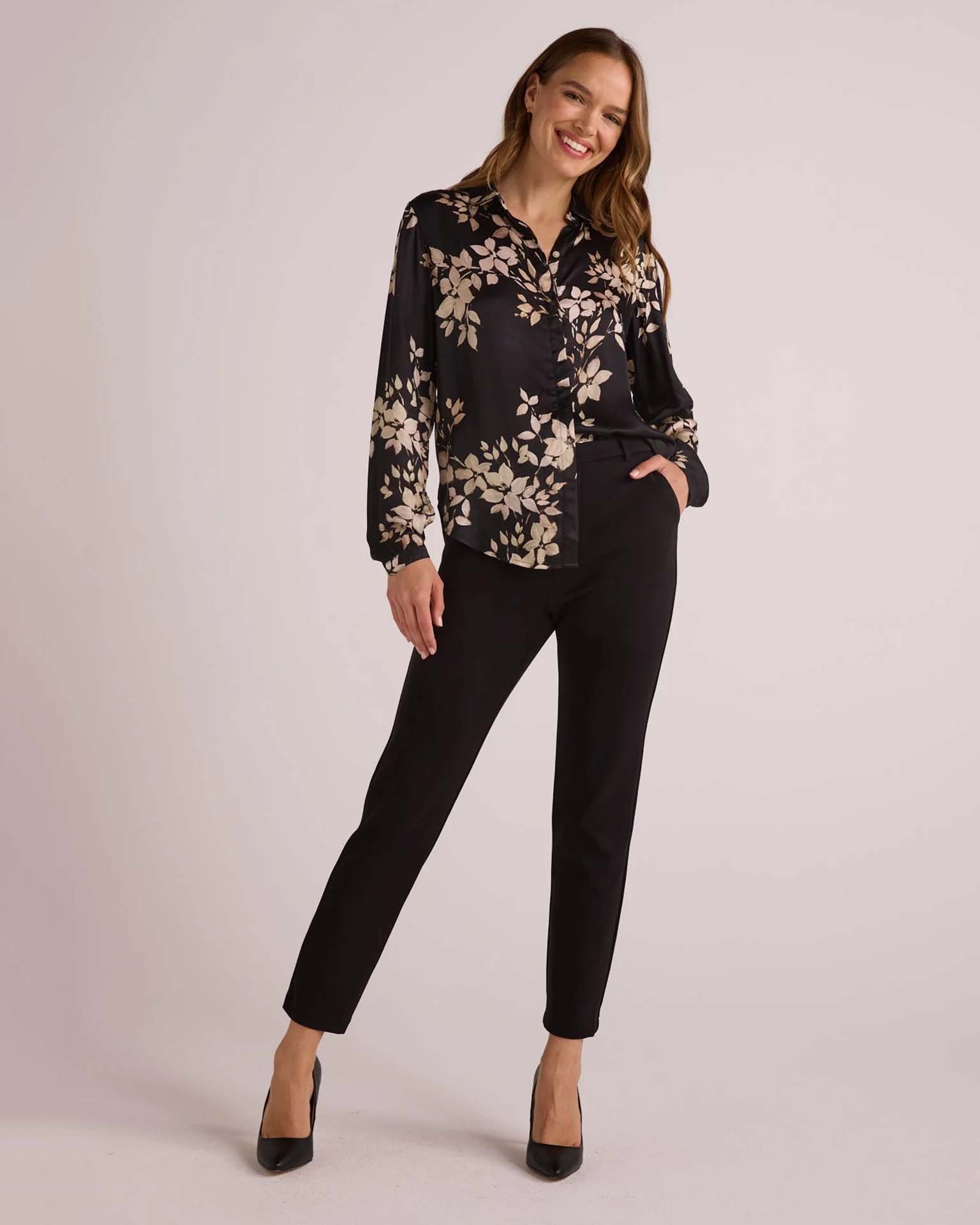 Bella Dahl Simone Slim Ponte Trouser in Black