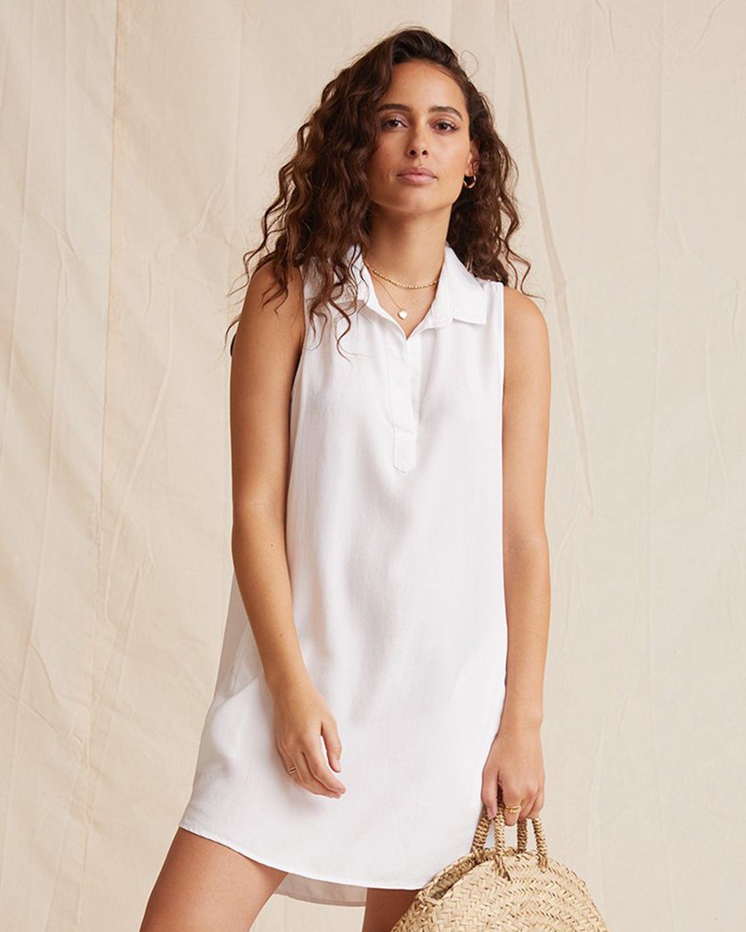 Bella Dahl Sleeveless A-Line Dress in White