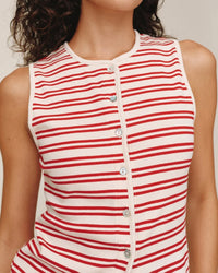 Bella Dahl Sleeveless Fitted Button Down Top in Sunset Sail Stripe 3 - Bliss Boutiques