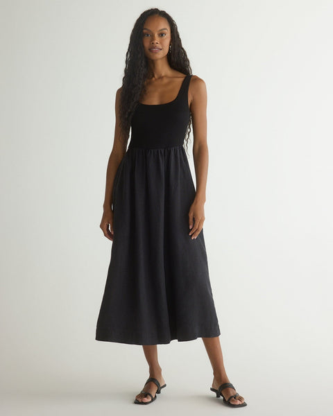Bella Dahl Sleeveless Knit Combo Dress in Black