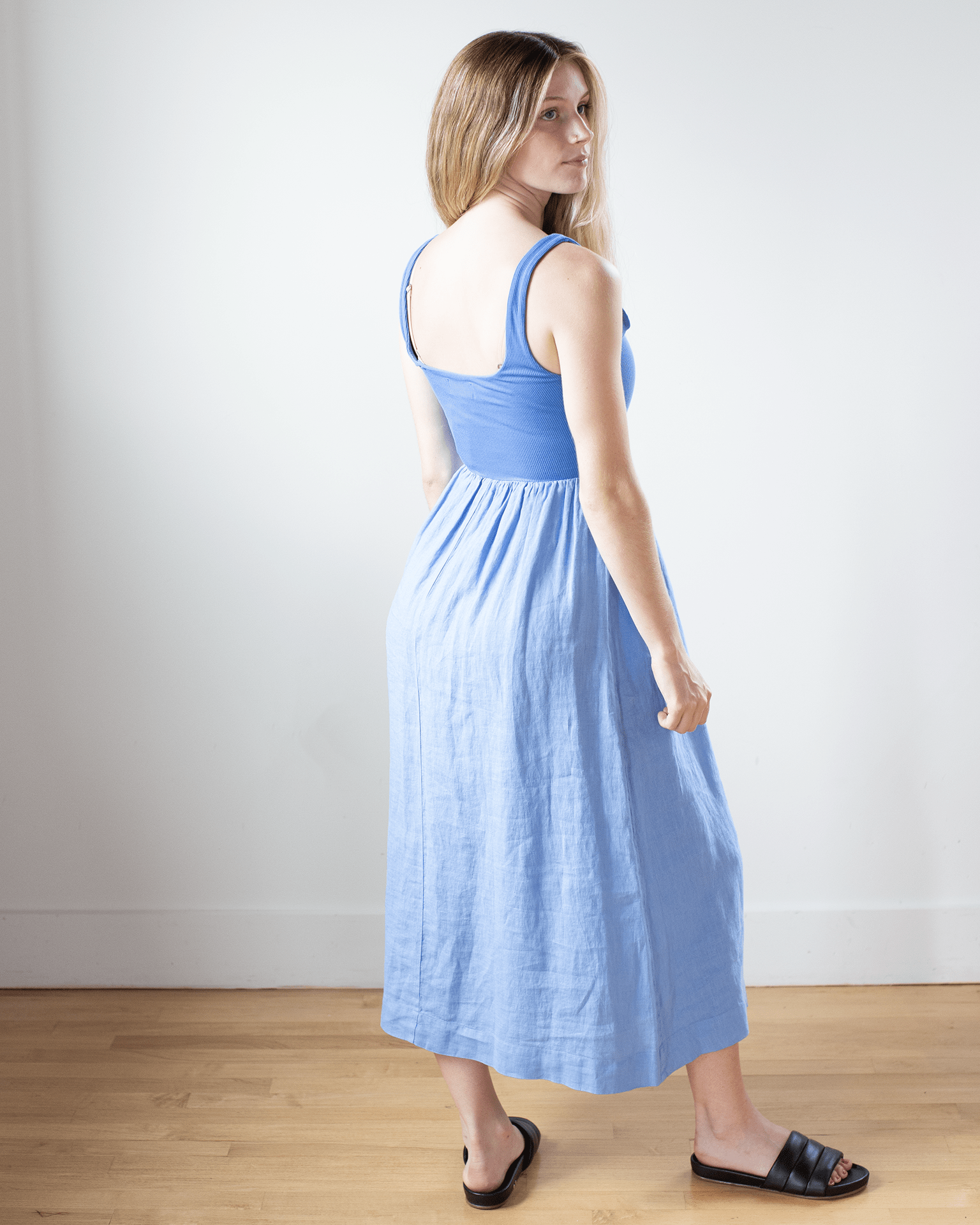 Bella Dahl Sleeveless Knit Combo Dress in Riviera Blue