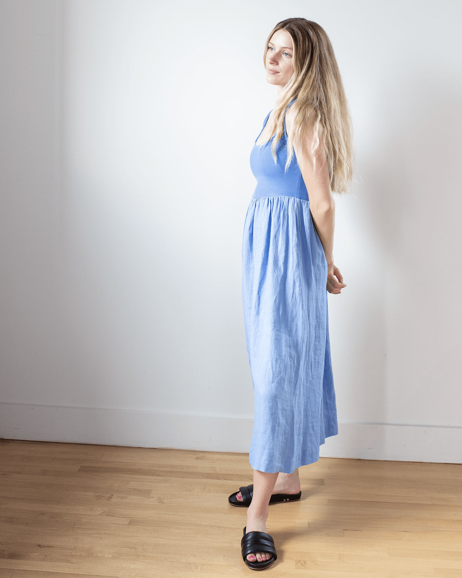 Bella Dahl Sleeveless Knit Combo Dress in Riviera Blue