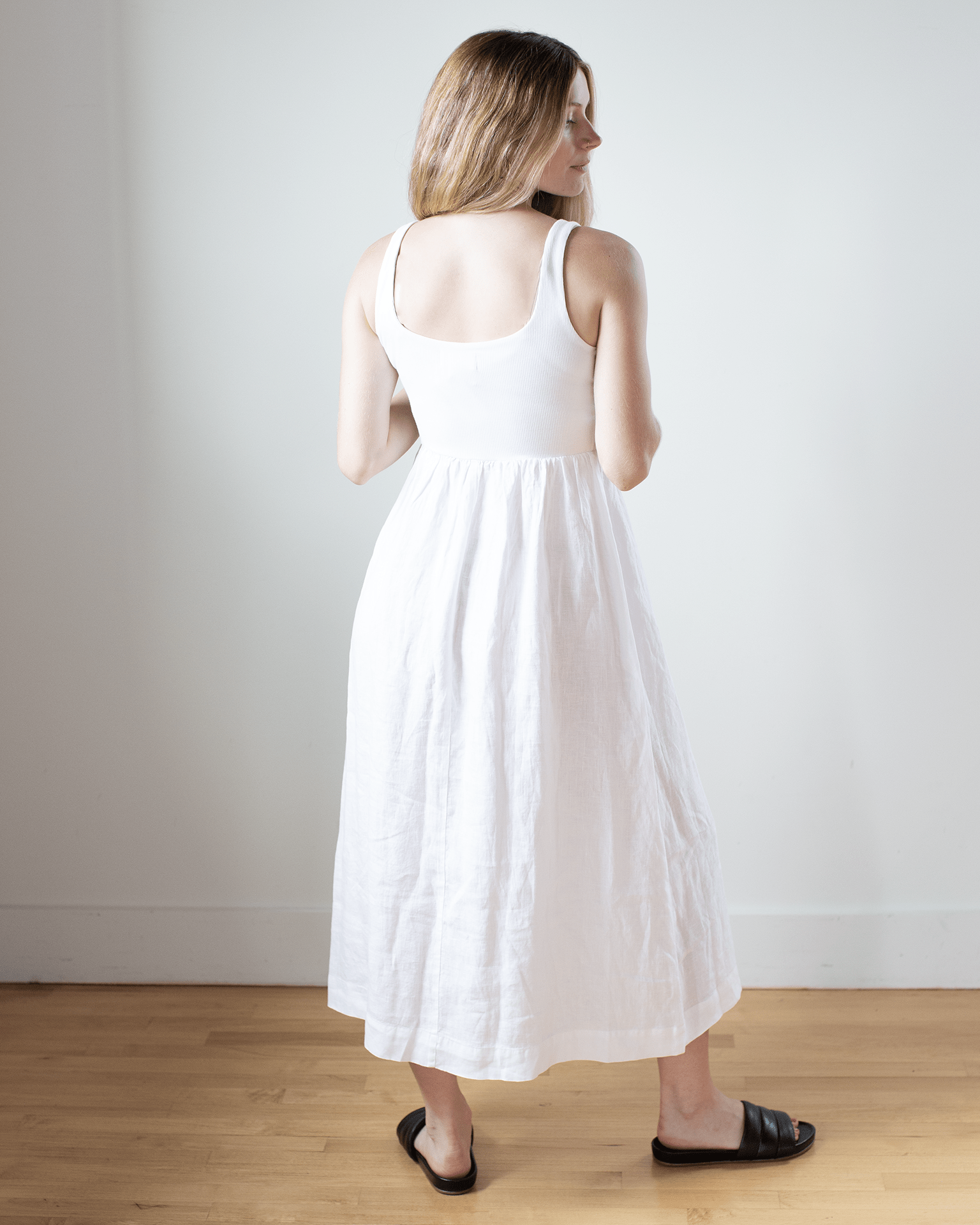 Bella Dahl Sleeveless Knit Combo Dress in White