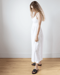 Sleeveless Knit Combo Dress in White - Bliss Boutiques