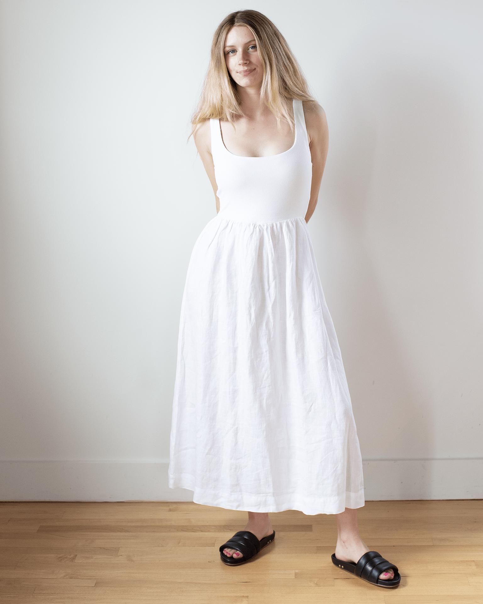 Bella Dahl Sleeveless Knit Combo Dress in White