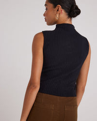 Bella Dahl Sleeveless Mock Neck Top in Black