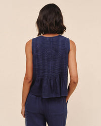 Bella Dahl Sleeveless Pintuck Top in Nautical Night 3 - Bliss Boutiques