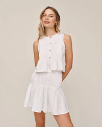 Bella Dahl Sleeveless Pintuck Top in White 1 - Bliss Boutiques