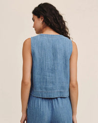 Bella Dahl Sleeveless Placket Pullover in Island Blue Wash 4 - Bliss Boutiques