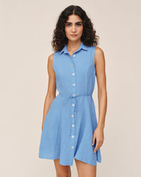 Bella Dahl Sleeveless Seamed Shirtdress in Ocean Blue 1 - Bliss Boutiques