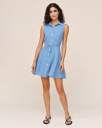 Bella Dahl Sleeveless Seamed Shirtdress in Ocean Blue 2 - Bliss Boutiques