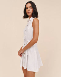 Bella Dahl Sleeveless Seamed Shirtdress in White 2 - Bliss Boutiques