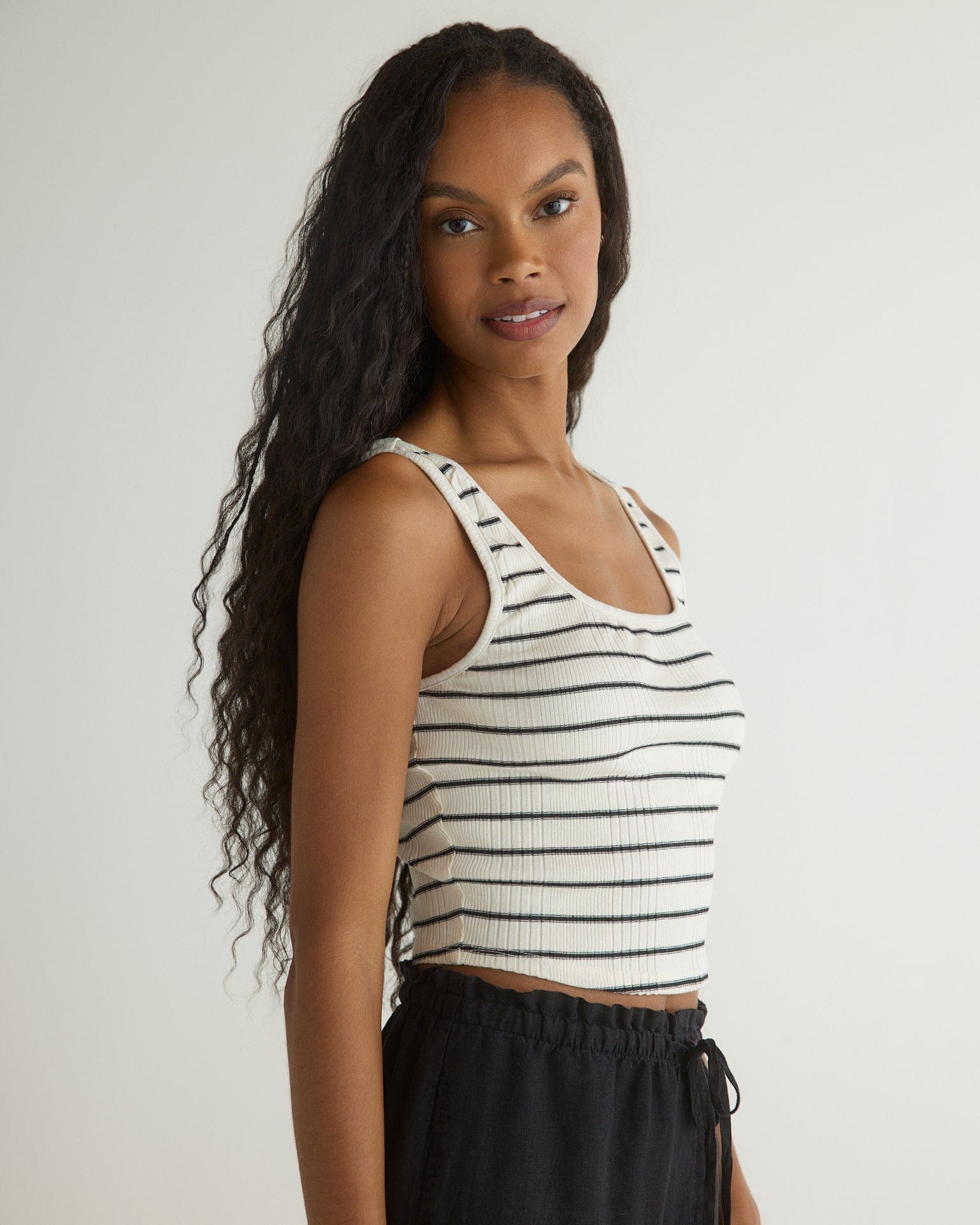 Bella Dahl Sleeveless Square Neck Top in Cannes Stripe