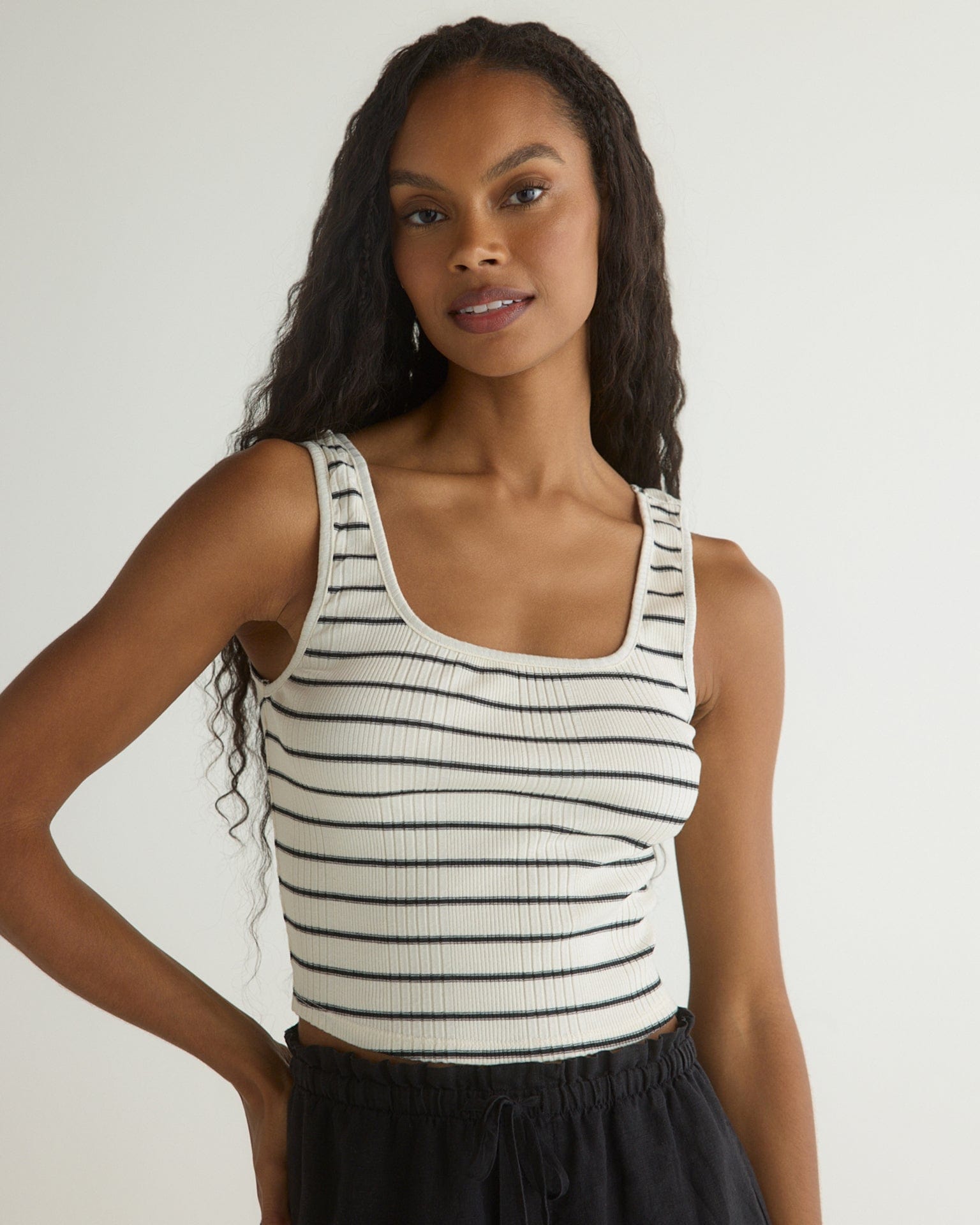 Bella Dahl Sleeveless Square Neck Top in Cannes Stripe
