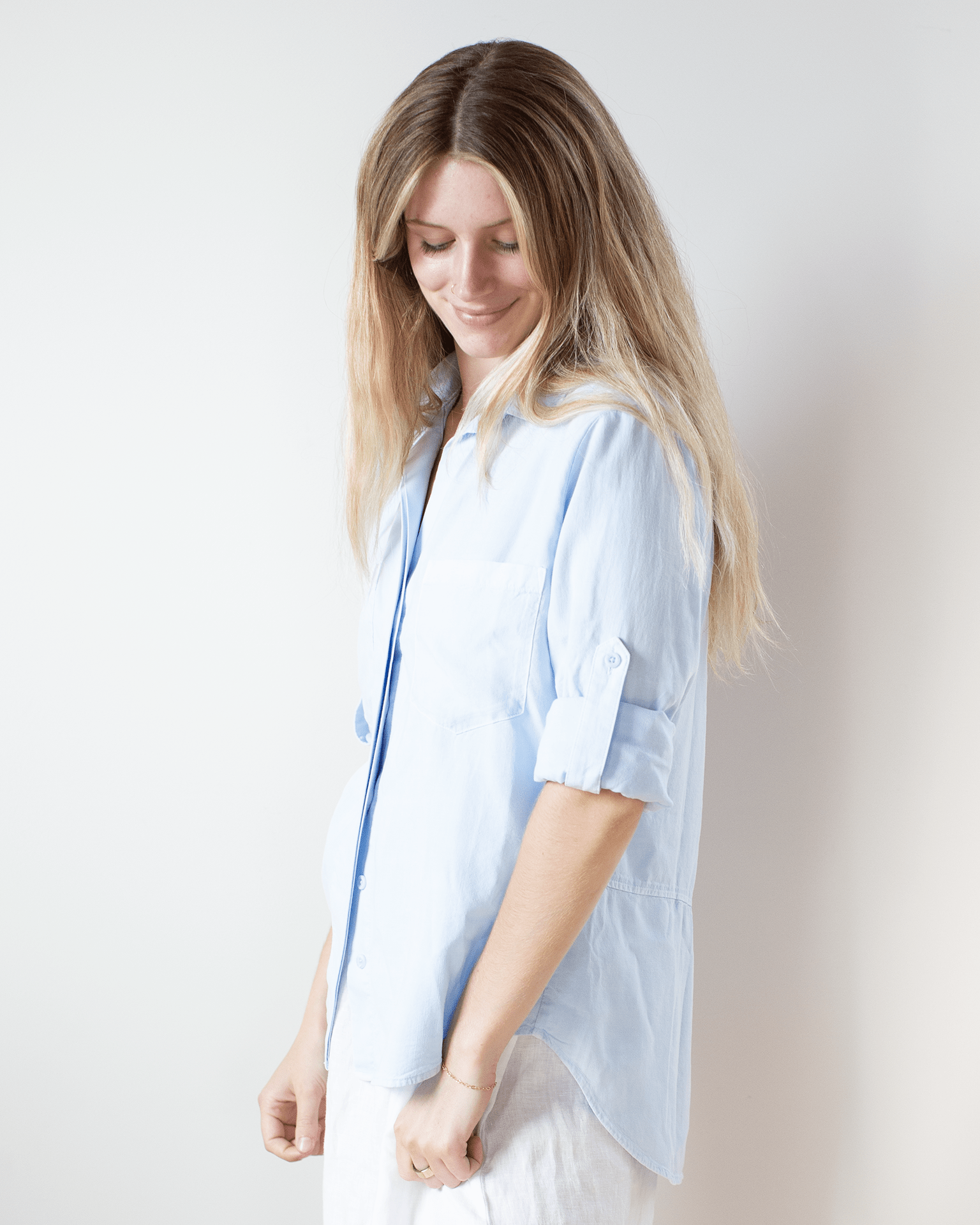 Bella Dahl Split Back Button Down in Clear Water