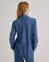 Bella Dahl Split Back Button Down in Skyline Spray Wash