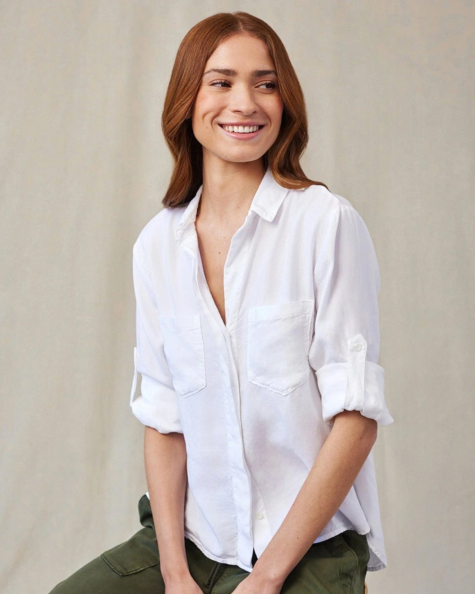 Bella Dahl Split Back Button Down in White