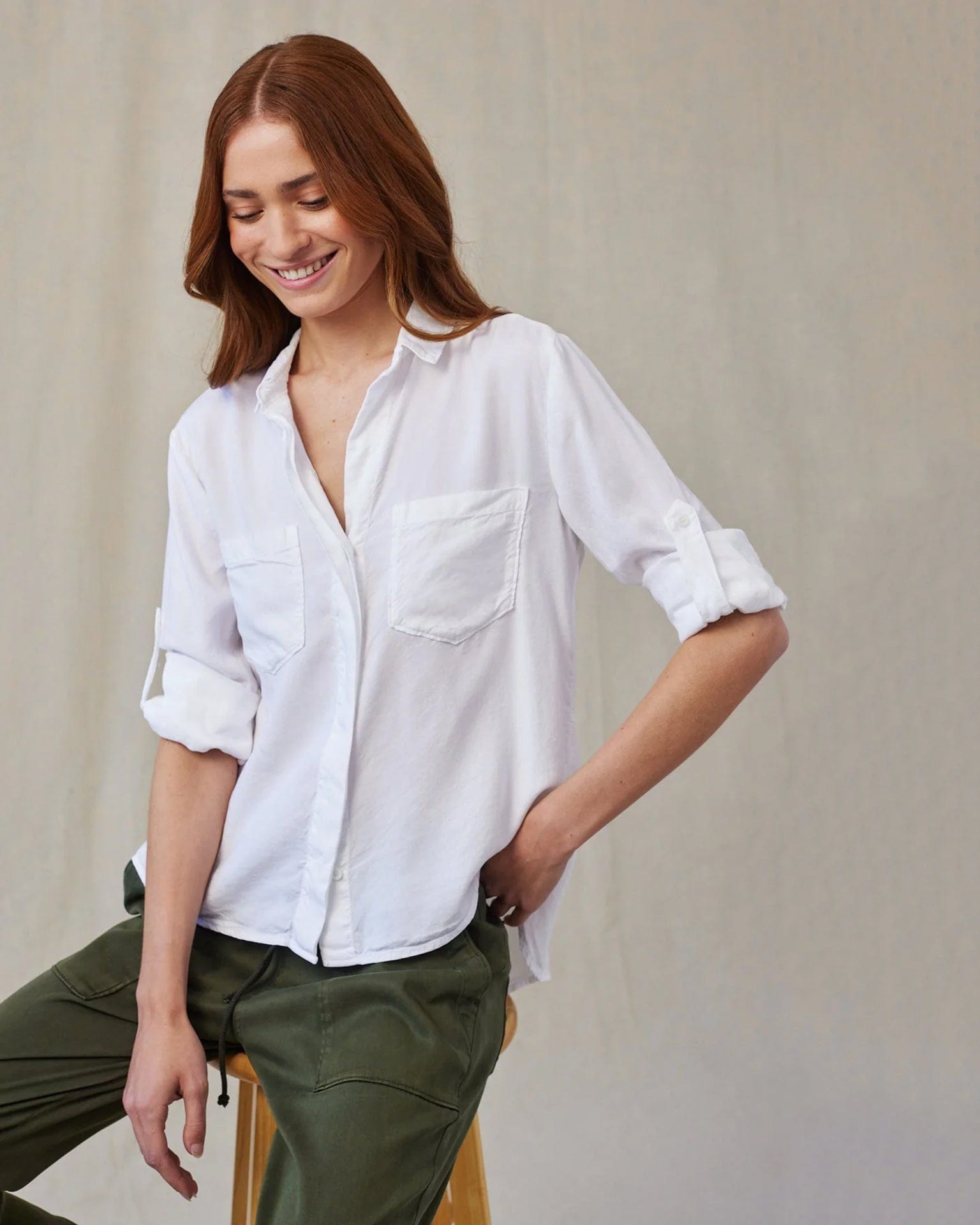Bella Dahl Split Back Button Down in White