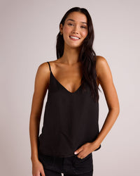 Bella Dahl V Neck Crinkle Cami in Black