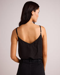 Bella Dahl V Neck Crinkle Cami in Black