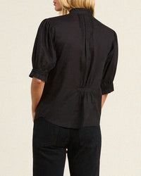 Trovata Birds of Paradis Clothing Mira Blouse in Black Cotton Voile