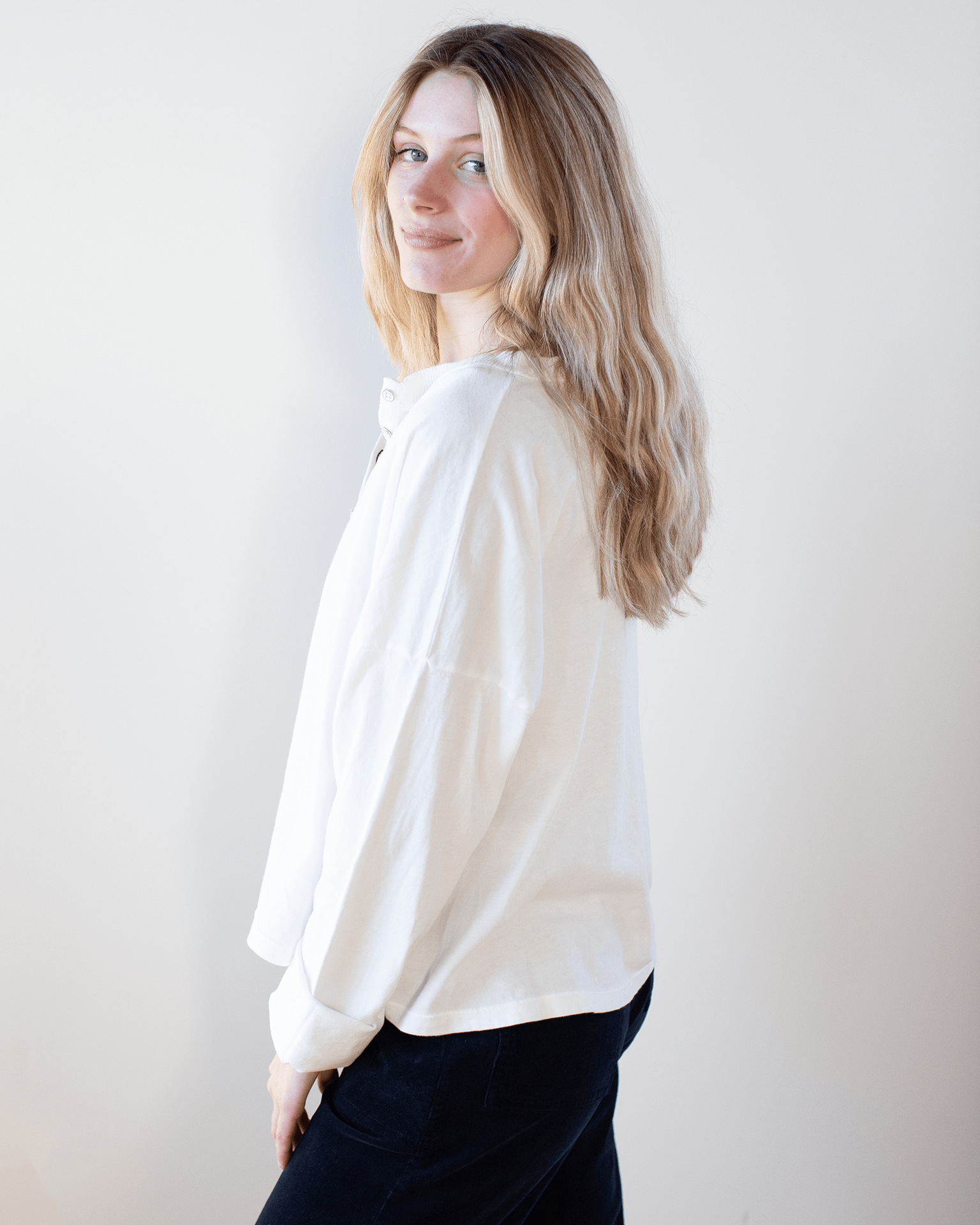 ASKK NY Oversized Henley in Ivory