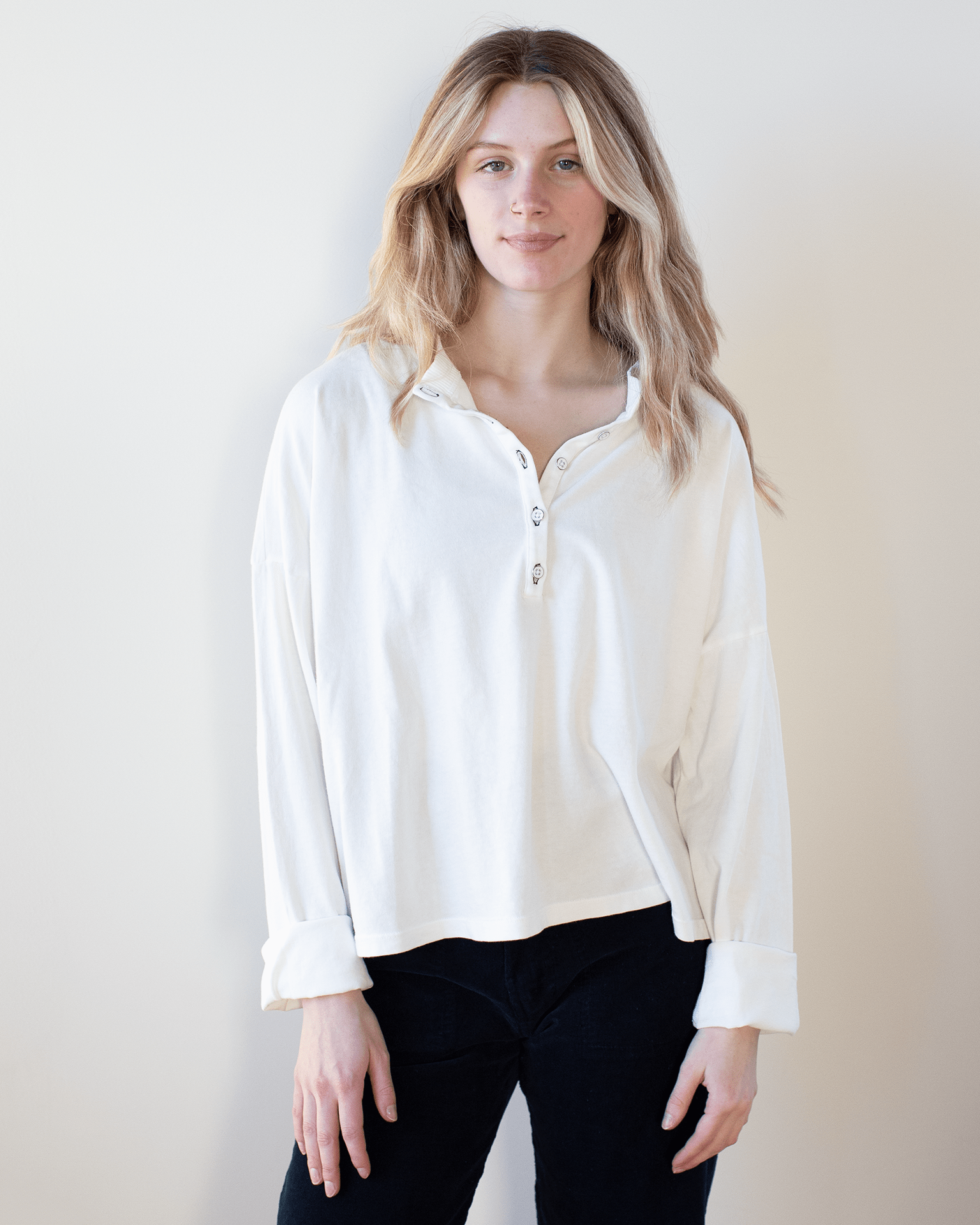 ASKK NY Oversized Henley in Ivory