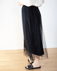 Autumn Cashmere Gathered Skirt w/ Tulle in Black