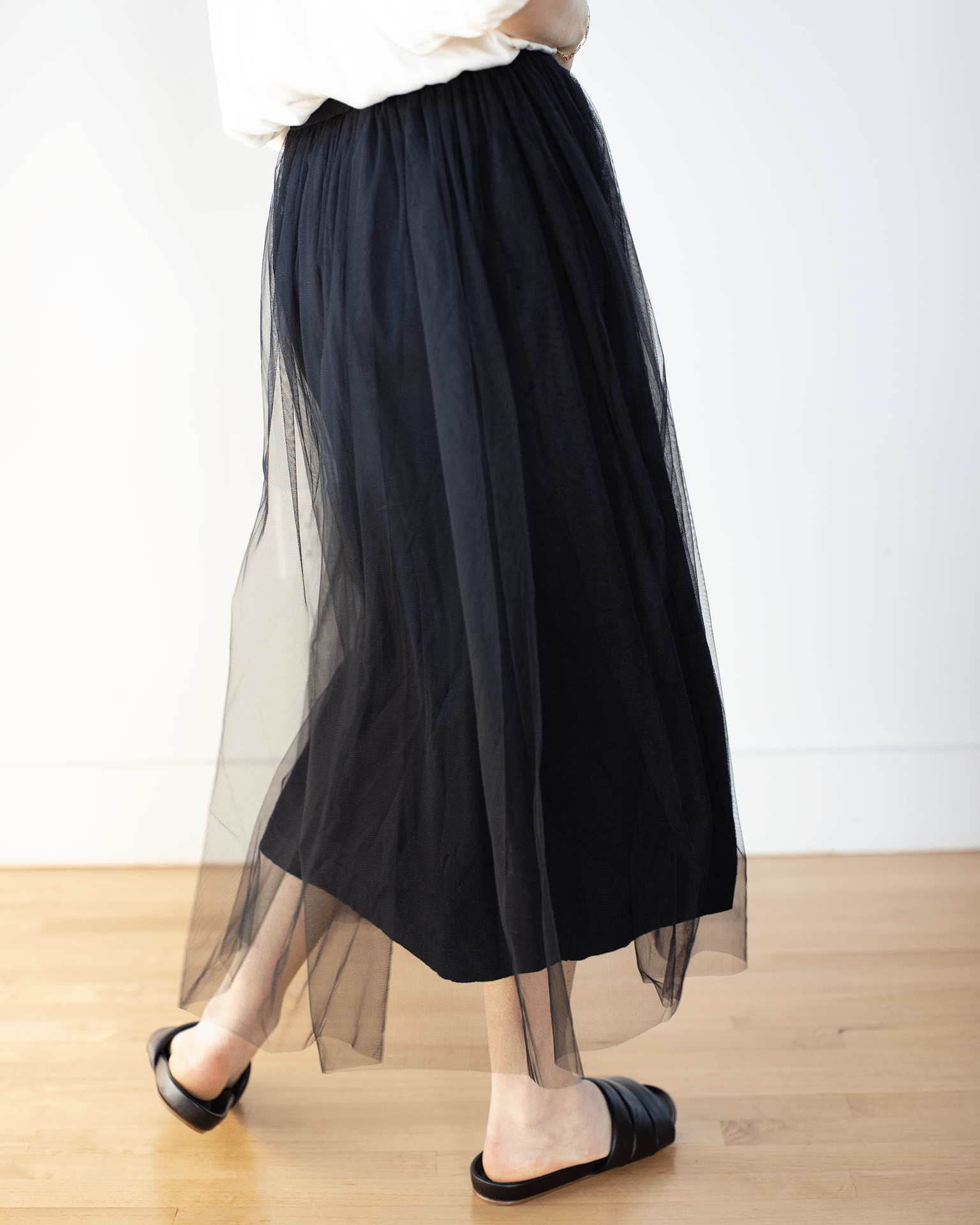 Autumn Cashmere Gathered Skirt w/ Tulle in Black