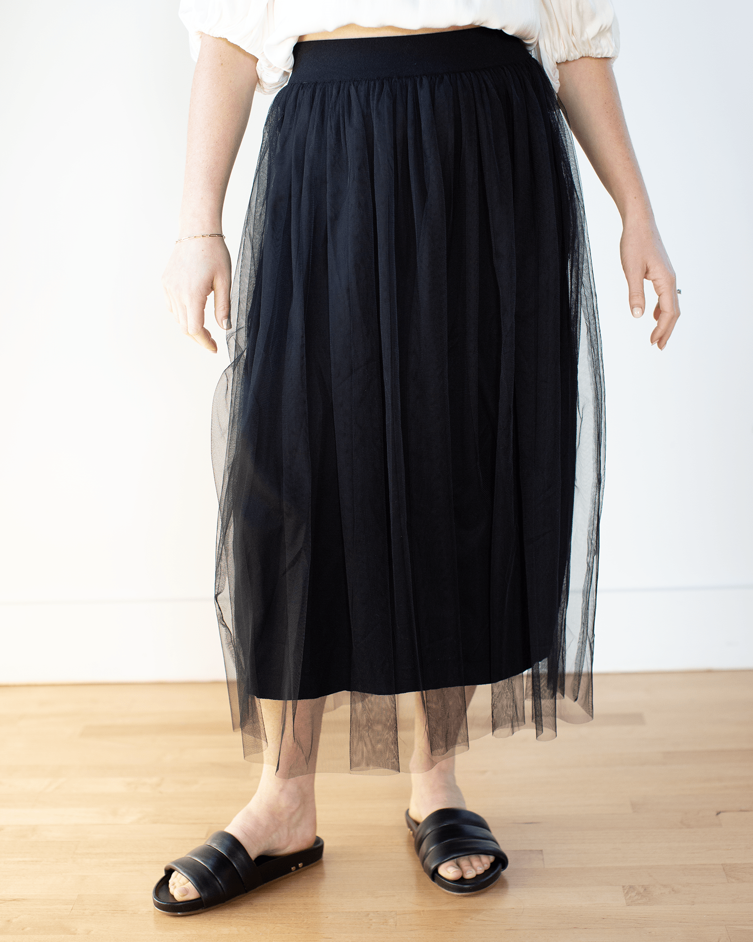 Autumn Cashmere Gathered Skirt w/ Tulle in Black
