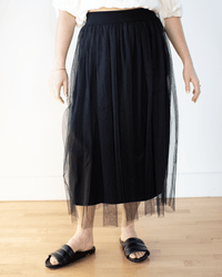 Autumn Cashmere Gathered Skirt w/ Tulle in Black