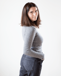 Autumn Cashmere Raw Edge Crew in Cement