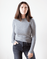 Autumn Cashmere Raw Edge Crew in Cement