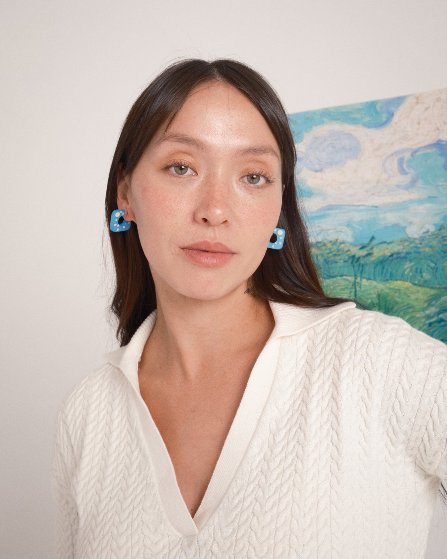 B&L Jewelry Goodnight Moon Square Mini Hoop in Goodnight Moon