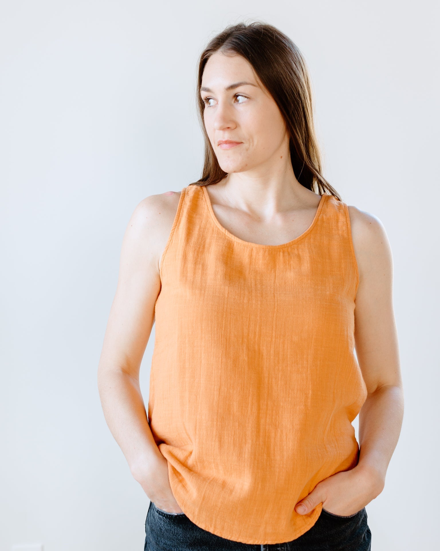 Myriam Organic Cotton Vest in Sunset-Orange