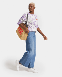 Clare V. 2Tone Webbing Adj Shoulder Strap in Black/Cream