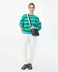 Clare V. 2Tone Webbing Adj Crossbody Strap in Black/Cream