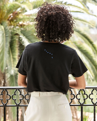 Clare V. Block Ciao Original Tee in Black w/ Cream