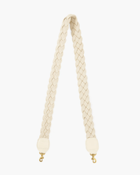 Clare V. Braided Rope Crossbody Strap in Cream w/ Ltr Tabs
