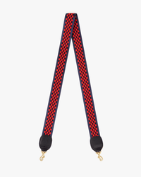 Clare V. Checker Nylon Crossbody Strap in Navy & Red