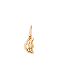 The Clare V. Croissant Charm in Vintage Gold is a small 14k gold plated brass charm, croissant-shaped with a simple loop for adding to your favorite bracelet, shown on a plain white background.