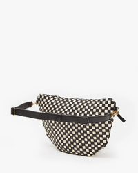 Clare V. Grande Fanny in Black & Cream Woven Checker