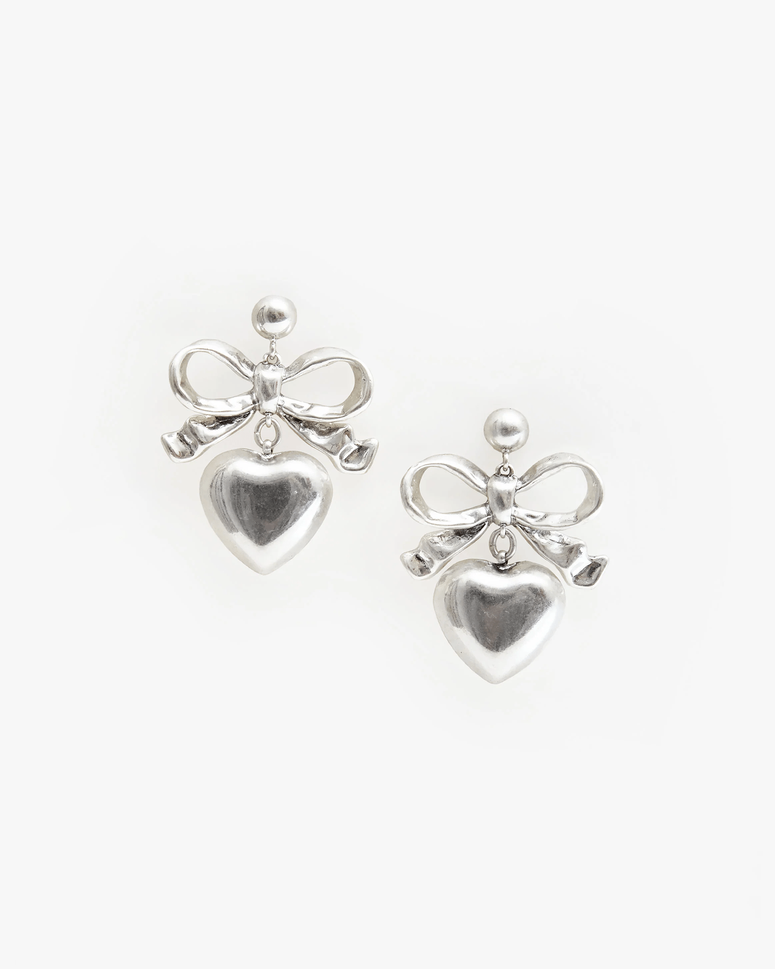 Clare V. Heart Drop Earrings Silver