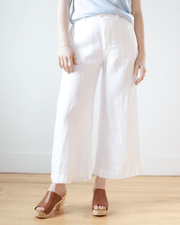 CP Shades Cropped Polly Pant in White HW Linen Twill
