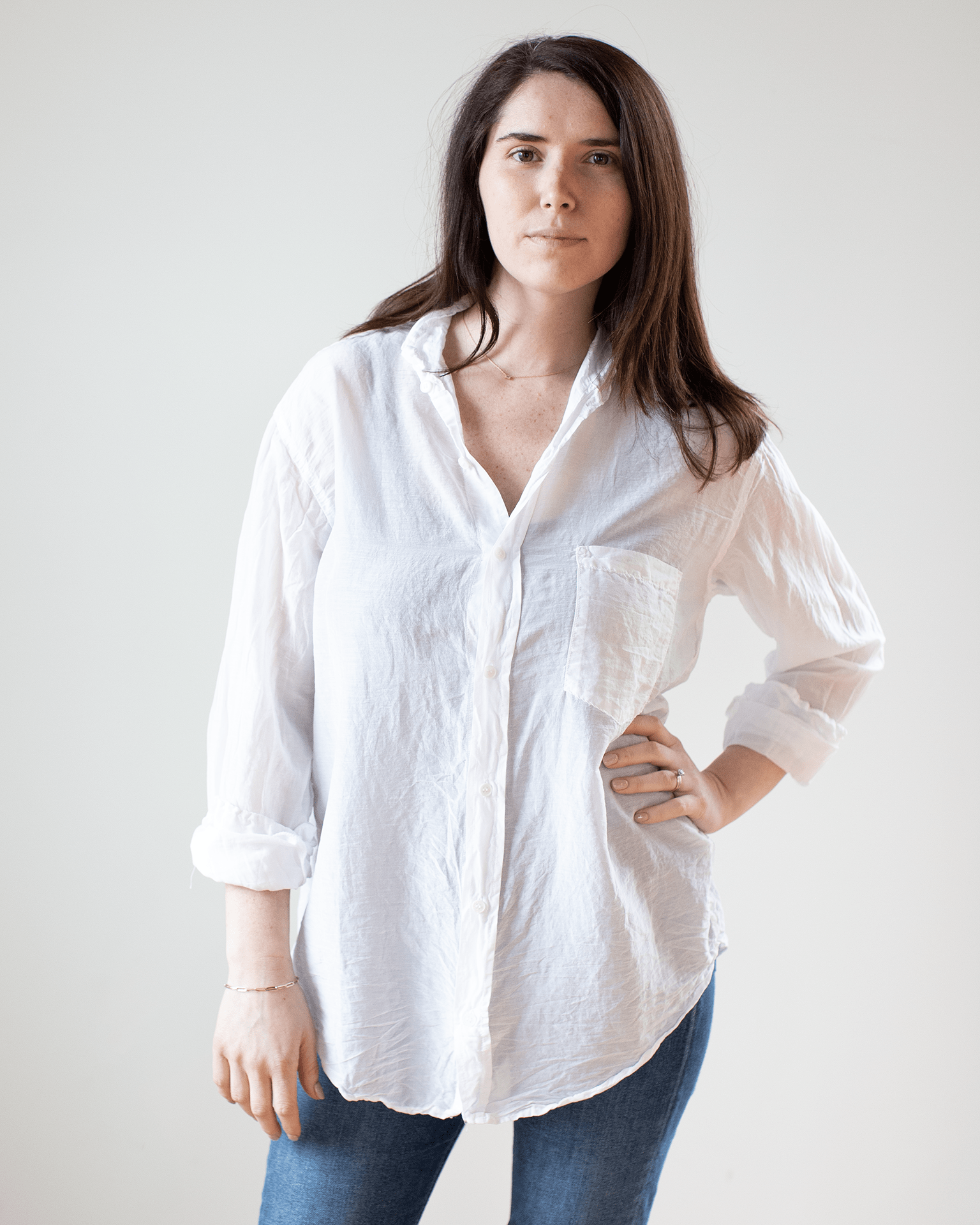 CP Shades Joss 1Pkt Button Down in White Cotton Silk